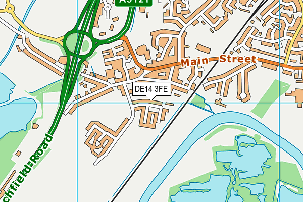 DE14 3FE map - OS VectorMap District (Ordnance Survey)