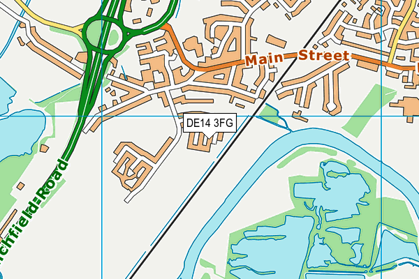 DE14 3FG map - OS VectorMap District (Ordnance Survey)