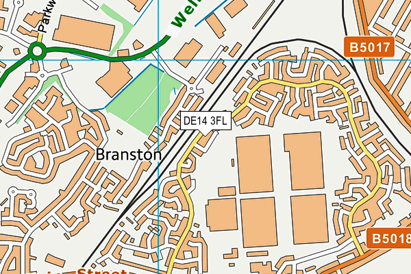 DE14 3FL map - OS VectorMap District (Ordnance Survey)