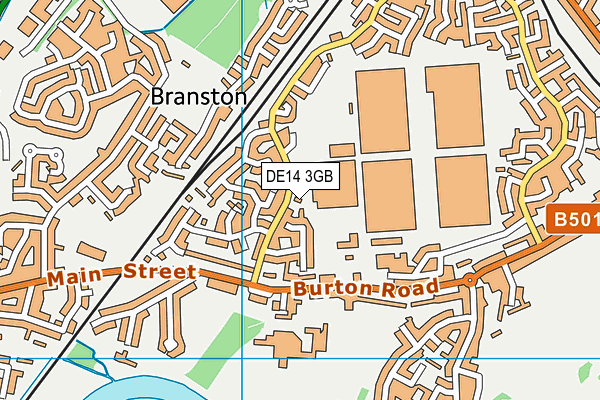DE14 3GB map - OS VectorMap District (Ordnance Survey)