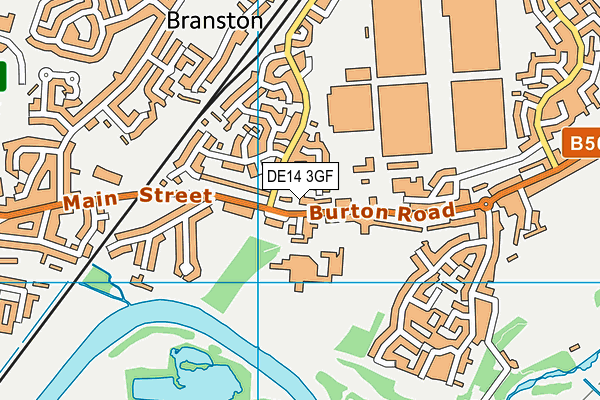DE14 3GF map - OS VectorMap District (Ordnance Survey)