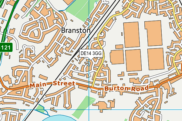 DE14 3GG map - OS VectorMap District (Ordnance Survey)