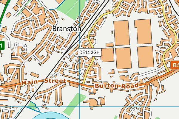 DE14 3GH map - OS VectorMap District (Ordnance Survey)