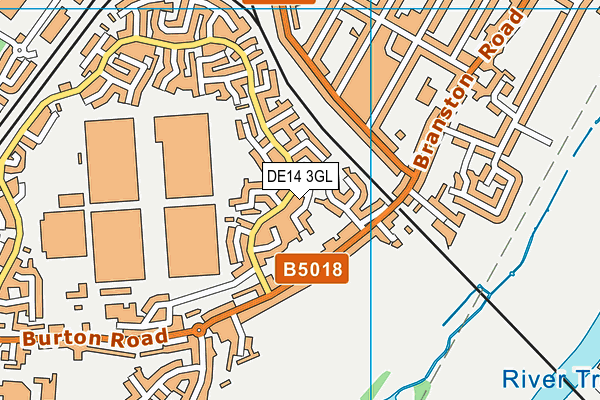 DE14 3GL map - OS VectorMap District (Ordnance Survey)