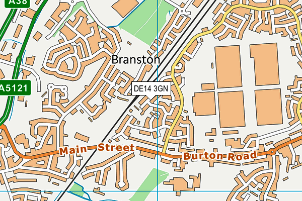 DE14 3GN map - OS VectorMap District (Ordnance Survey)