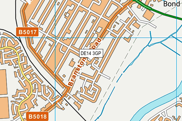 DE14 3GP map - OS VectorMap District (Ordnance Survey)