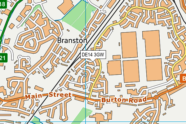 DE14 3GW map - OS VectorMap District (Ordnance Survey)