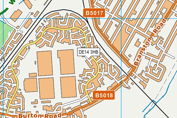 DE14 3HB map - OS VectorMap District (Ordnance Survey)