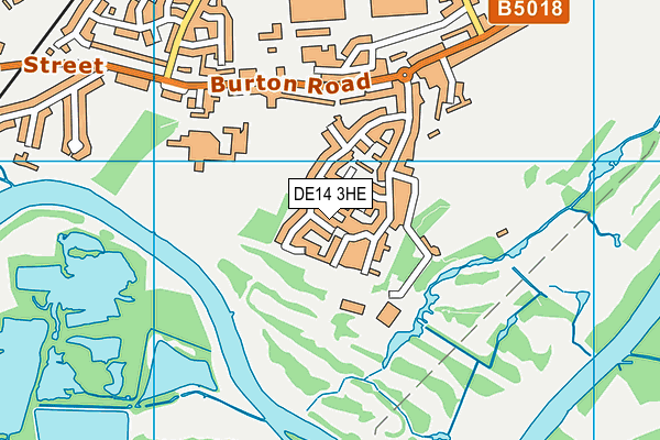 DE14 3HE map - OS VectorMap District (Ordnance Survey)