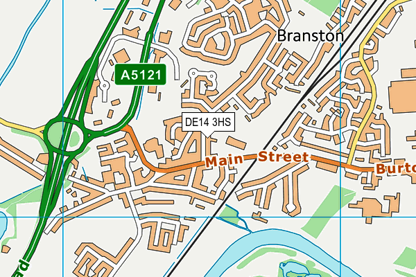 DE14 3HS map - OS VectorMap District (Ordnance Survey)