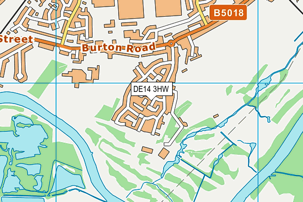DE14 3HW map - OS VectorMap District (Ordnance Survey)