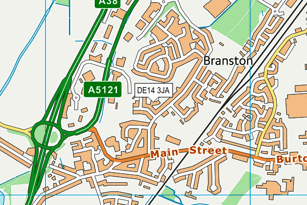 DE14 3JA map - OS VectorMap District (Ordnance Survey)