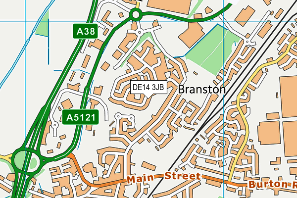 DE14 3JB map - OS VectorMap District (Ordnance Survey)