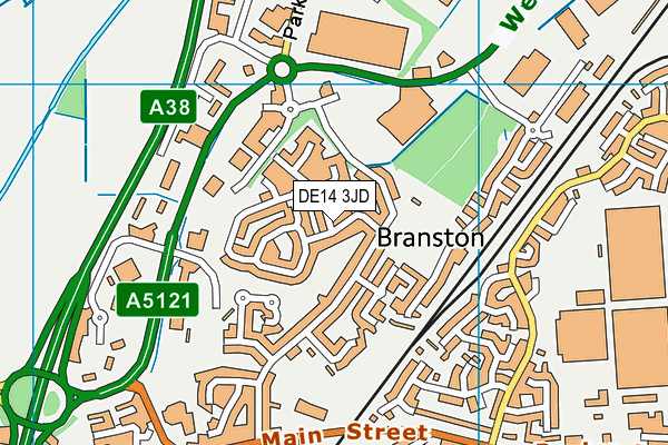 DE14 3JD map - OS VectorMap District (Ordnance Survey)