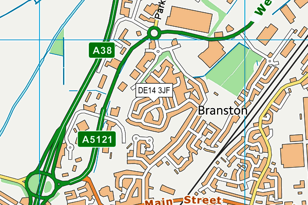 DE14 3JF map - OS VectorMap District (Ordnance Survey)