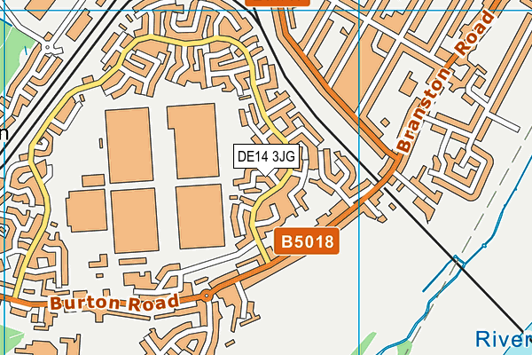 DE14 3JG map - OS VectorMap District (Ordnance Survey)