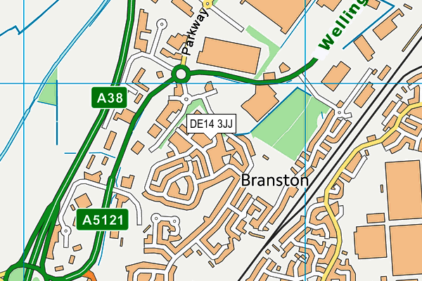 DE14 3JJ map - OS VectorMap District (Ordnance Survey)