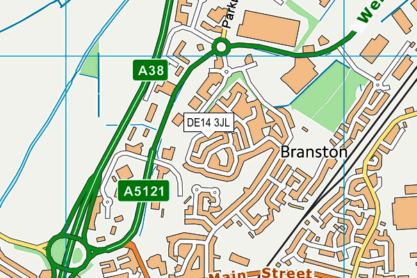 DE14 3JL map - OS VectorMap District (Ordnance Survey)