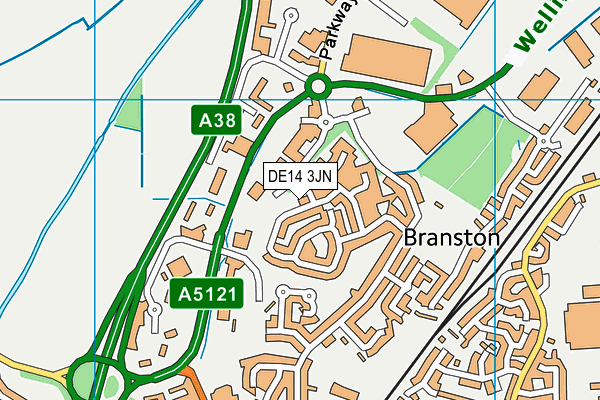 DE14 3JN map - OS VectorMap District (Ordnance Survey)