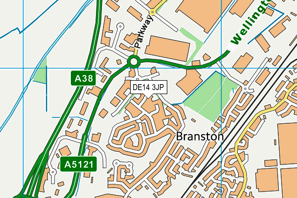 DE14 3JP map - OS VectorMap District (Ordnance Survey)