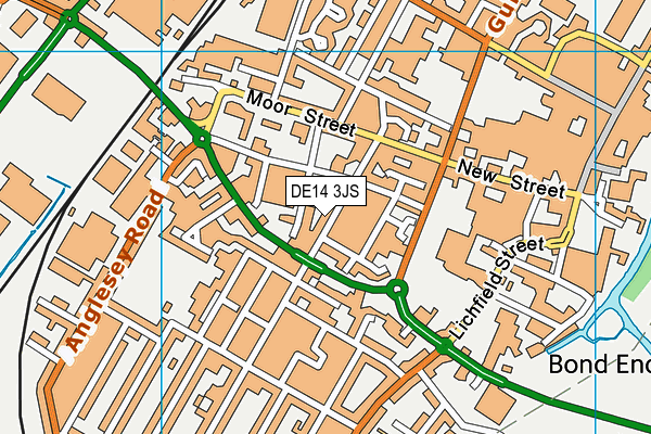 DE14 3JS map - OS VectorMap District (Ordnance Survey)