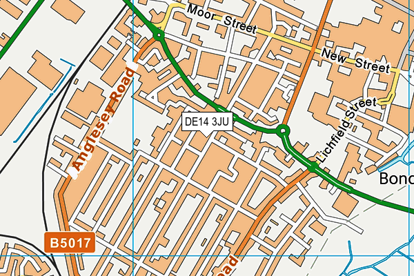 DE14 3JU map - OS VectorMap District (Ordnance Survey)