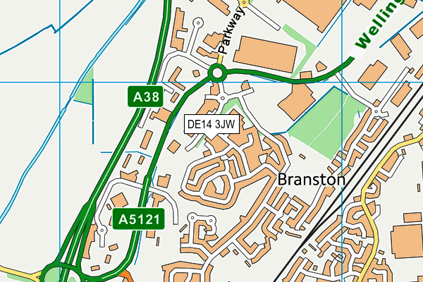 DE14 3JW map - OS VectorMap District (Ordnance Survey)