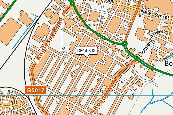 DE14 3JX map - OS VectorMap District (Ordnance Survey)