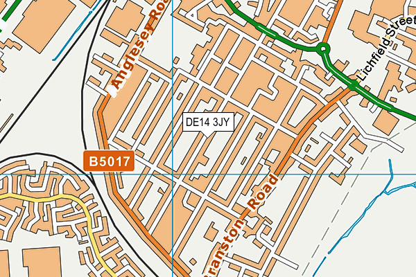 DE14 3JY map - OS VectorMap District (Ordnance Survey)