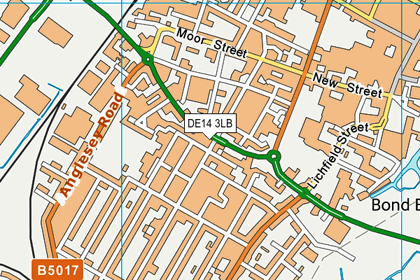 DE14 3LB map - OS VectorMap District (Ordnance Survey)