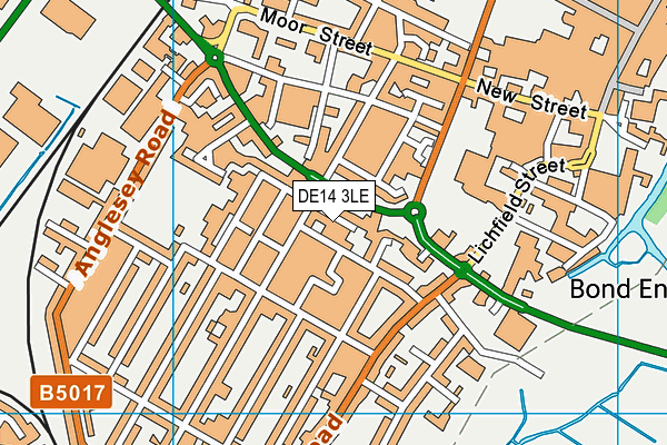 DE14 3LE map - OS VectorMap District (Ordnance Survey)