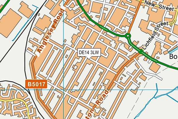 DE14 3LW map - OS VectorMap District (Ordnance Survey)