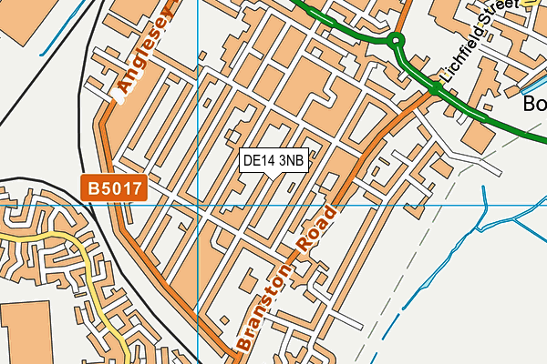 DE14 3NB map - OS VectorMap District (Ordnance Survey)