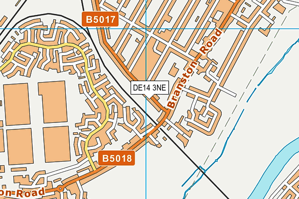 DE14 3NE map - OS VectorMap District (Ordnance Survey)