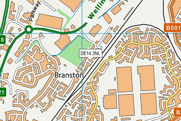 DE14 3NL map - OS VectorMap District (Ordnance Survey)