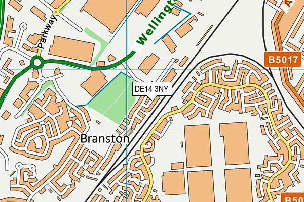 DE14 3NY map - OS VectorMap District (Ordnance Survey)