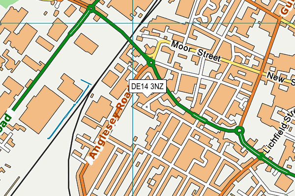 DE14 3NZ map - OS VectorMap District (Ordnance Survey)