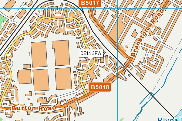 DE14 3PW map - OS VectorMap District (Ordnance Survey)