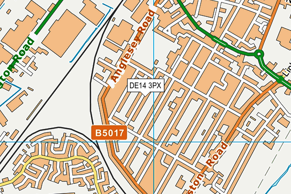 DE14 3PX map - OS VectorMap District (Ordnance Survey)