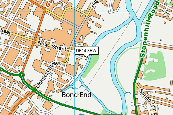 DE14 3RW map - OS VectorMap District (Ordnance Survey)