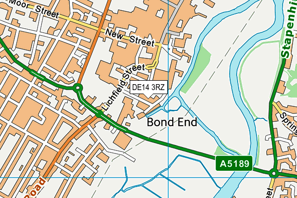 DE14 3RZ map - OS VectorMap District (Ordnance Survey)