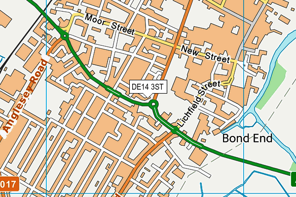 DE14 3ST map - OS VectorMap District (Ordnance Survey)