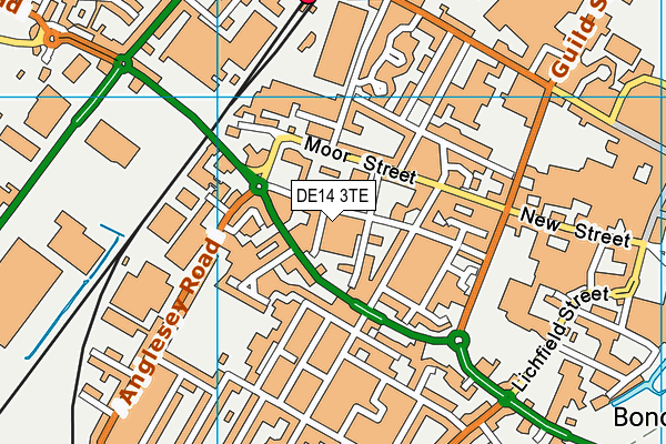 DE14 3TE map - OS VectorMap District (Ordnance Survey)
