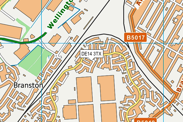 DE14 3TX map - OS VectorMap District (Ordnance Survey)