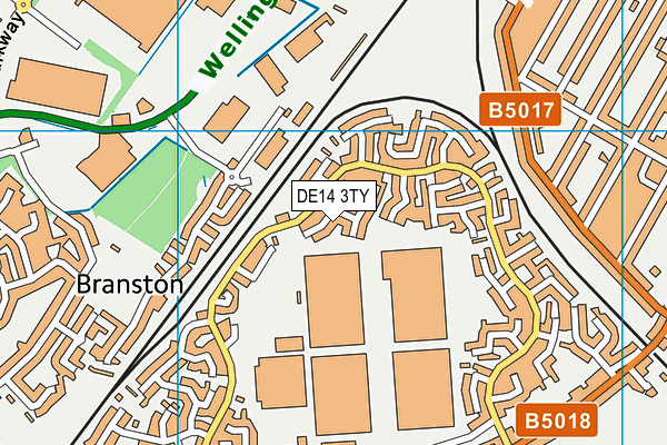 DE14 3TY map - OS VectorMap District (Ordnance Survey)