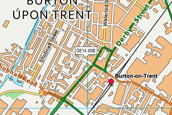 DE14 9SB map - OS VectorMap District (Ordnance Survey)