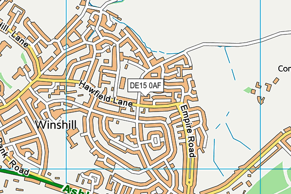 DE15 0AF map - OS VectorMap District (Ordnance Survey)