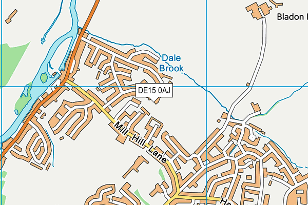 DE15 0AJ map - OS VectorMap District (Ordnance Survey)