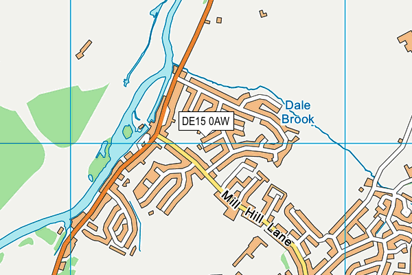 DE15 0AW map - OS VectorMap District (Ordnance Survey)