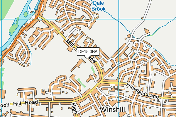 DE15 0BA map - OS VectorMap District (Ordnance Survey)